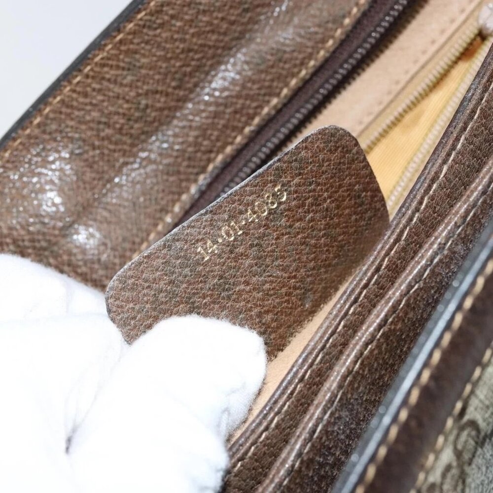 GUCCI GG Supreme Web Sherry Line Bag PVC Beige Gold 14 01 4085 Auth 151002 - Picture 12 of 16